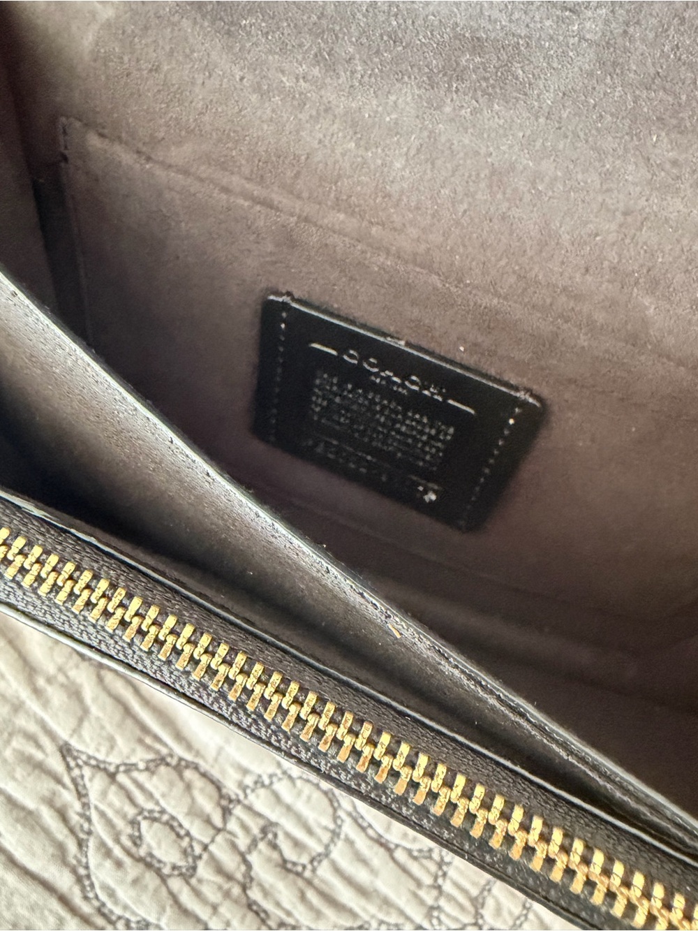 Coach Black Leather Shoulder Bag with Brown Signature Canvas and Gold Chain - Picture 3 of 5